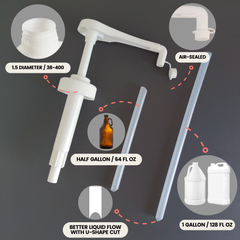 Gallon Pump Dispenser For Gallon Jug, Growler, 5 Gallon Bucket, 38-400 Pump, White