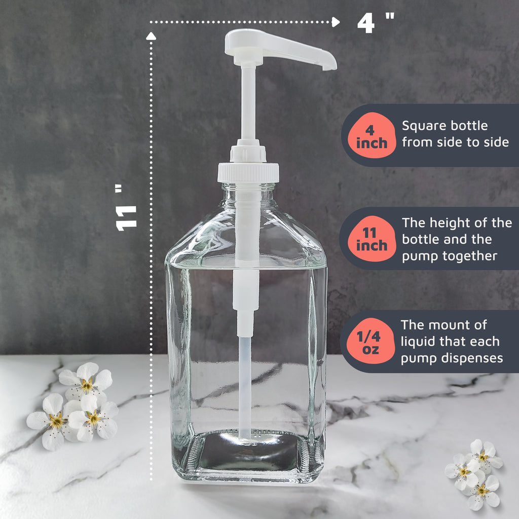 eBun 37oz Glass Mouthwash Pump Dispenser with Acrylic Cups for Bathroom - Guest Bathroom Essentials, Mouthwash Container, Mouthwash Bottle, Easy Reach Mouthwash Pump Dispenser, Mouthwash Decanter