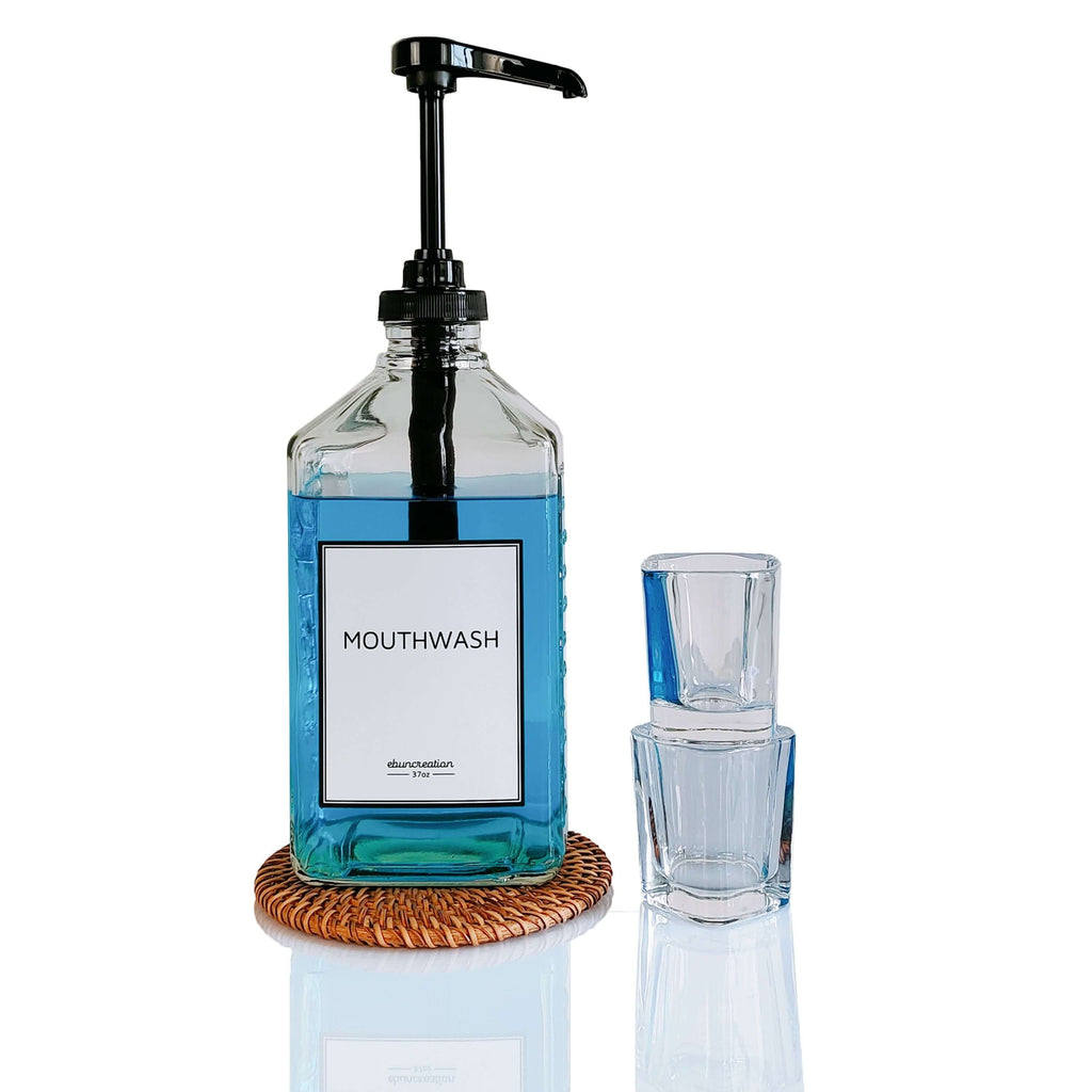 37 ounces Glass Mouthwash Dispenser - Black
