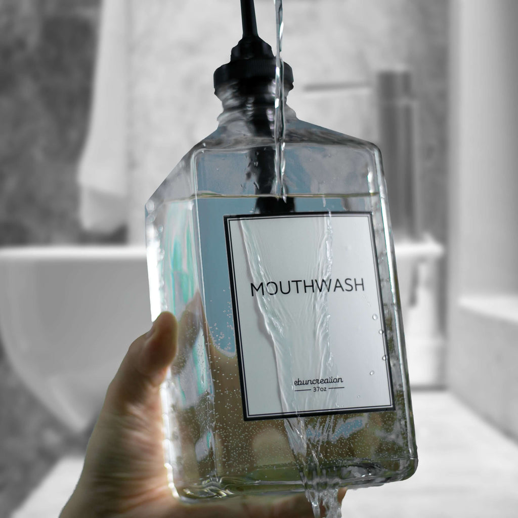 37 ounces Glass Mouthwash Dispenser - Black
