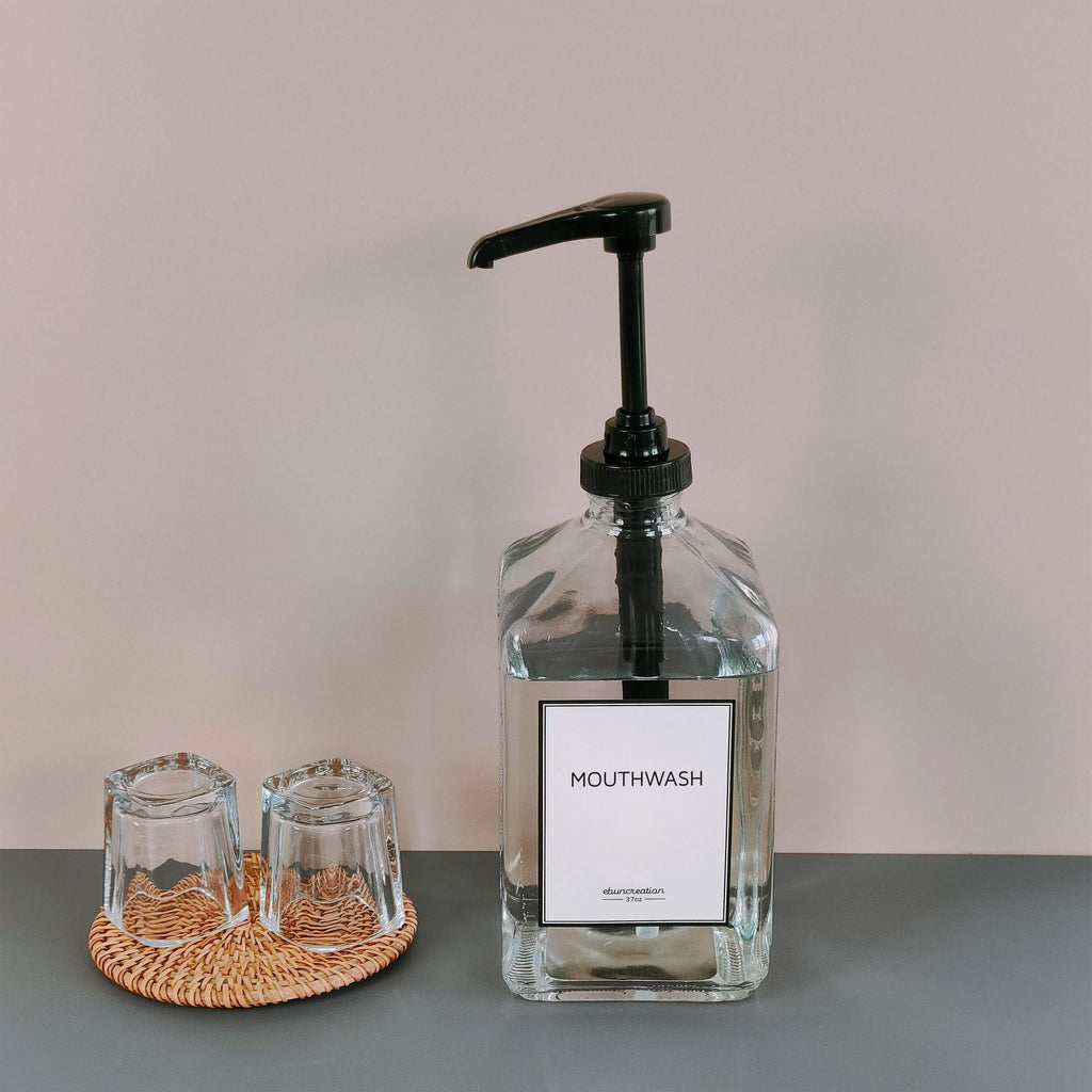 37 ounces Glass Mouthwash Dispenser - Black
