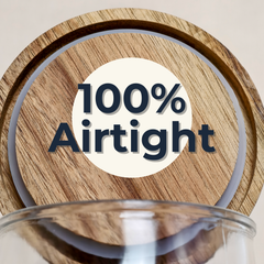 eBun Airtight Brown Sugar Container Set – 64 oz Glass Jars with Wooden Lids & Tray, 2-Pack Half Gallon Kitchen Canisters for Pantry Storage, Flour, Coffee, Tea Organization