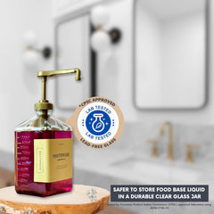 eBun Gold Mouthwash Dispenser Set, 37oz Glass Bottle with Pump & Cups