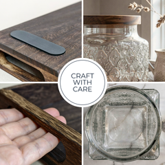 eBun Airtight Brown Sugar Container Set – 64 oz Glass Jars with Wooden Lids & Tray, 2-Pack Half Gallon Kitchen Canisters for Pantry Storage, Flour, Coffee, Tea Organization