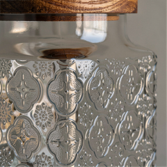 eBun Airtight Brown Sugar Container Set – 64 oz Glass Jars with Wooden Lids & Tray, 2-Pack Half Gallon Kitchen Canisters for Pantry Storage, Flour, Coffee, Tea Organization