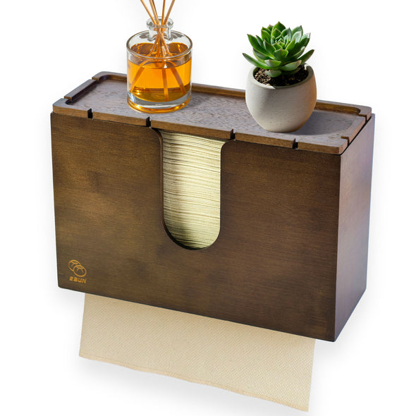 eBun Bamboo C Fold Paper Towel Dispenser, Brown