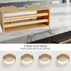 eBun Bamboo Paper Towel Holder with Removable Lid Tray, Bamboo