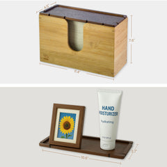 eBun Bamboo Paper Towel Holder with Removable Lid Tray, Bamboo