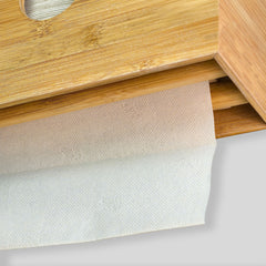 eBun Bamboo Paper Towel Holder with Removable Lid Tray, Bamboo