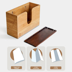 eBun Bamboo Paper Towel Holder with Removable Lid Tray, Bamboo