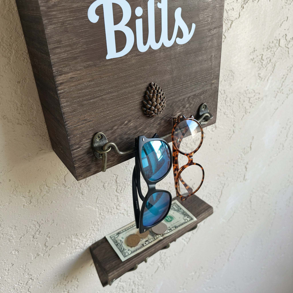 eBun mail organizer with Bills printed on it