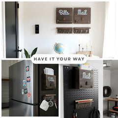 Showing how eBun mail organizer is great for rooms like entryway, kitchen or offices