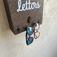 Closeup view of eBun mail organizer with Letters text